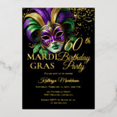 Masquerade Mask Mardi Gras 60th Birthday Party Folie Uitnodiging (Voorkant)