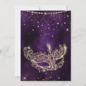 Masquerade mask paars goudglitter Sweet 16 Kaart (Achterkant)
