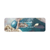 Masquerade Mask & Pearls Rainbow Party Invitation Etiket (Voorkant)
