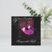 Masquerade Mask Pink Halloween Party Invitation Kaart (Staand voorkant)