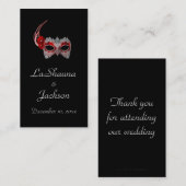 "Masquerade Mask" — Red w/ Lace Visitekaartje (Voorkant / Achterkant)
