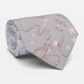Masquerade Mask Silver en Grey Pattern Stropdas (Opgerold)