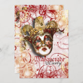 Masquerade mask venetian mardi gras kaart (Voorkant / Achterkant)