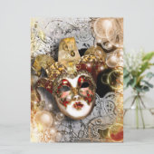 Masquerade mask venetian mardi gras kaart (Staand voorkant)