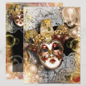 Masquerade mask venetian mardi gras kaart (Voorkant / Achterkant)