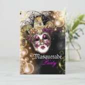 Masquerade mask venetian mardi gras kaart (Staand voorkant)