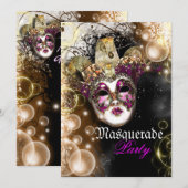 Masquerade mask venetian mardi gras kaart (Voorkant / Achterkant)