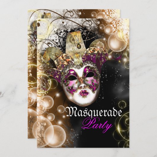 Masquerade mask venetian mardi gras kaart (Voorkant / Achterkant)