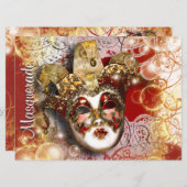 Masquerade mask venetian mardi gras kaart (Voorkant / Achterkant)