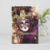 Masquerade mask venetian mardi gras kaart (Staand voorkant)