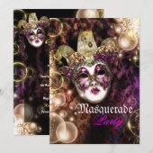 Masquerade mask venetian mardi gras kaart (Voorkant / Achterkant)