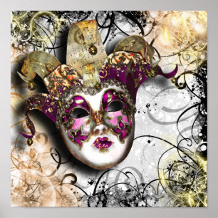 Masquerade mask venetian mardi gras poster