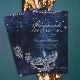Masquerade mask zilverglitter sparkles Sweet 16 Kaart