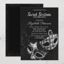 Masquerade,Mask,Zwart,Grijs Confetti Sweet 16
