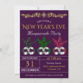 Masquerade maskeert uitnodiging voor oudejaarsavon (Voorkant)