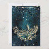 Masquerade masker blauwgroen goud glitter quincean kaart (Achterkant)
