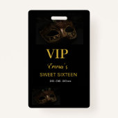 Masquerade Masker Elegant Gold Black Sweet 16 15 V Badge (Voorkant)