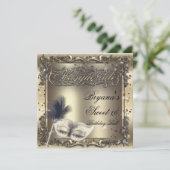 Masquerade Masker Elegant Gouden Verjaardagsfeest Kaart (Staand voorkant)