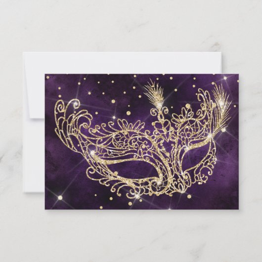 Masquerade masker elegant paars goudglitter RSVP (Achterkant)