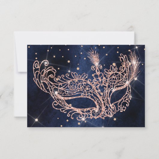 Masquerade masker elegant roos goud glitter RSVP (Achterkant)
