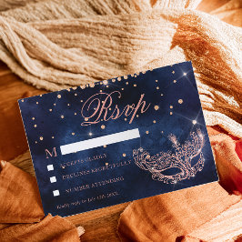 Masquerade masker elegant roze goud glitters RSVP Kaartje