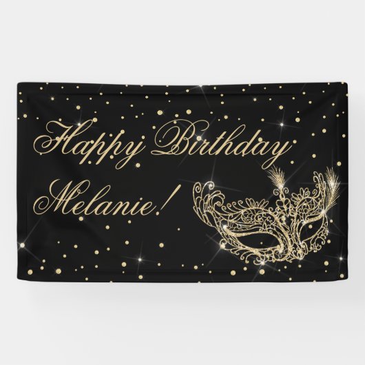 Masquerade masker elegante chique gouden glitter s spandoek (Horizontaal)