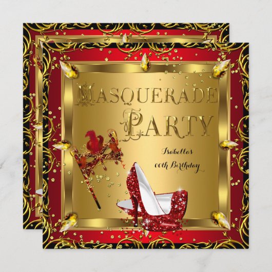 Masquerade Masker High Hiel Gold Dag 2 Kaart (Voorkant / Achterkant)