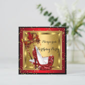 Masquerade Masker High Hiel Shoe Red Birthday 2 Kaart (Staand voorkant)