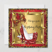 Masquerade Masker High Hiel Shoe Red Birthday 3 Kaart (Voorkant)