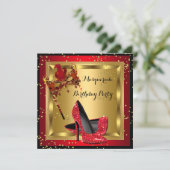 Masquerade Masker High Hiel Shoe Red Birthday A Kaart (Staand voorkant)