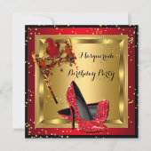 Masquerade Masker High Hiel Shoe Red Birthday A Kaart (Voorkant)