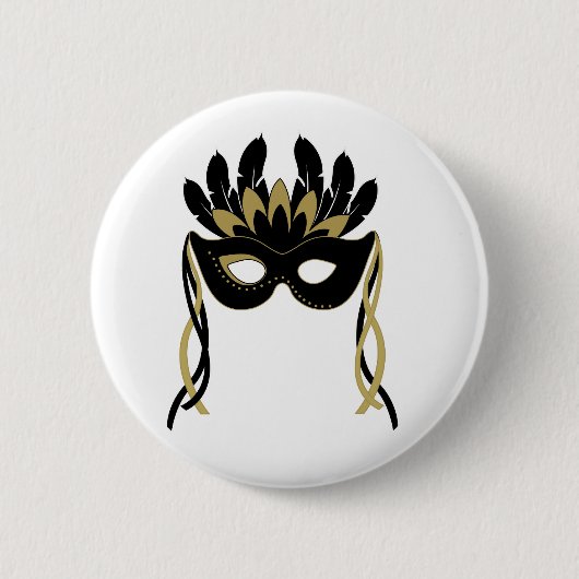 Masquerade Masker in Black en Gold Button Badge (Voorkant)