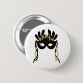 Masquerade Masker in Black en Gold Button Badge (Voorkant /achterkant)