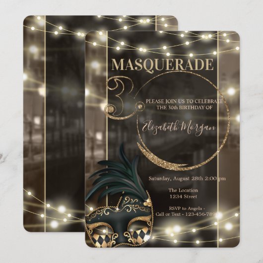 Masquerade Masker Lichtslinger 30e Verjaardag Kaart (Voorkant / Achterkant)