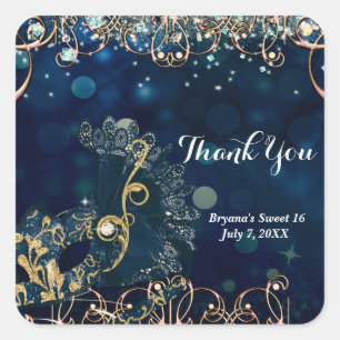 Masquerade Masker Mask Birthday Party Vierkante Sticker