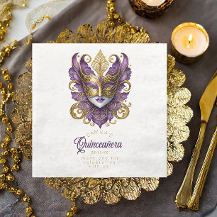 Masquerade Masker Motief Paars Goud Wit ID1031 Servet