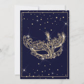 Masquerade masker navy blauw goud glitter Sweet 16 Kaart (Achterkant)