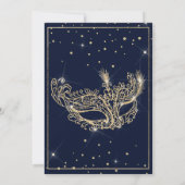 Masquerade masker navy blauw goud glitter Sweet 16 Kaart (Achterkant)