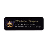 Masquerade Masker Paars Dramatisch Retouradres Etiket (Voorkant)