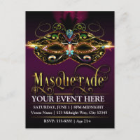 MASQUERADE Masker Paars Promotioneel Feest Postkaa