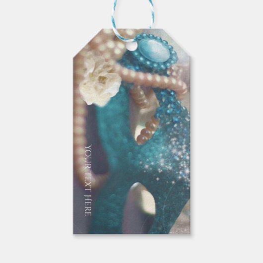 Masquerade Masker & Parels Regenboog Party Favor Cadeaulabel (Voorkant)