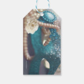 Masquerade Masker & Parels Regenboog Party Favor Cadeaulabel (Achterkant)