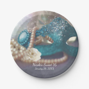 Masquerade Masker & Pearls Rainbow Party Borden Papieren Bordje