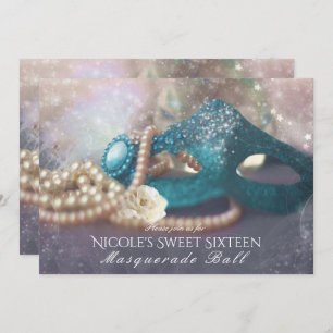 Masquerade Masker & Pearls Rainbow Party-uitnodigi Kaart