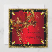 Masquerade Masker Red Gold Birthday Party Kaart (Voorkant)