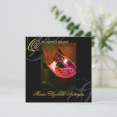 Masquerade Masker Red Quinceanera Party Uitnodigin Kaart (Staand voorkant)