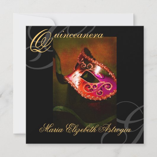 Masquerade Masker Red Quinceanera Party Uitnodigin Kaart (Voorkant)