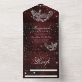 Masquerade masker zilveren glitter quinceanera roo all in one uitnodiging (Binnen)