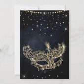 Masquerade masker zwart goud glitter quinceanera kaart (Achterkant)