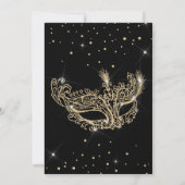 Masquerade masker zwart goud glitter Sweet 16 Kaart (Achterkant)